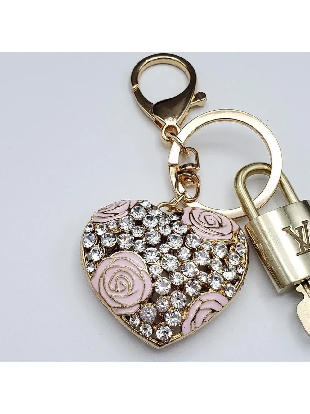 Authentic Louis Vuitton Lock & Key with Unbranded Heart Charm, Keychain